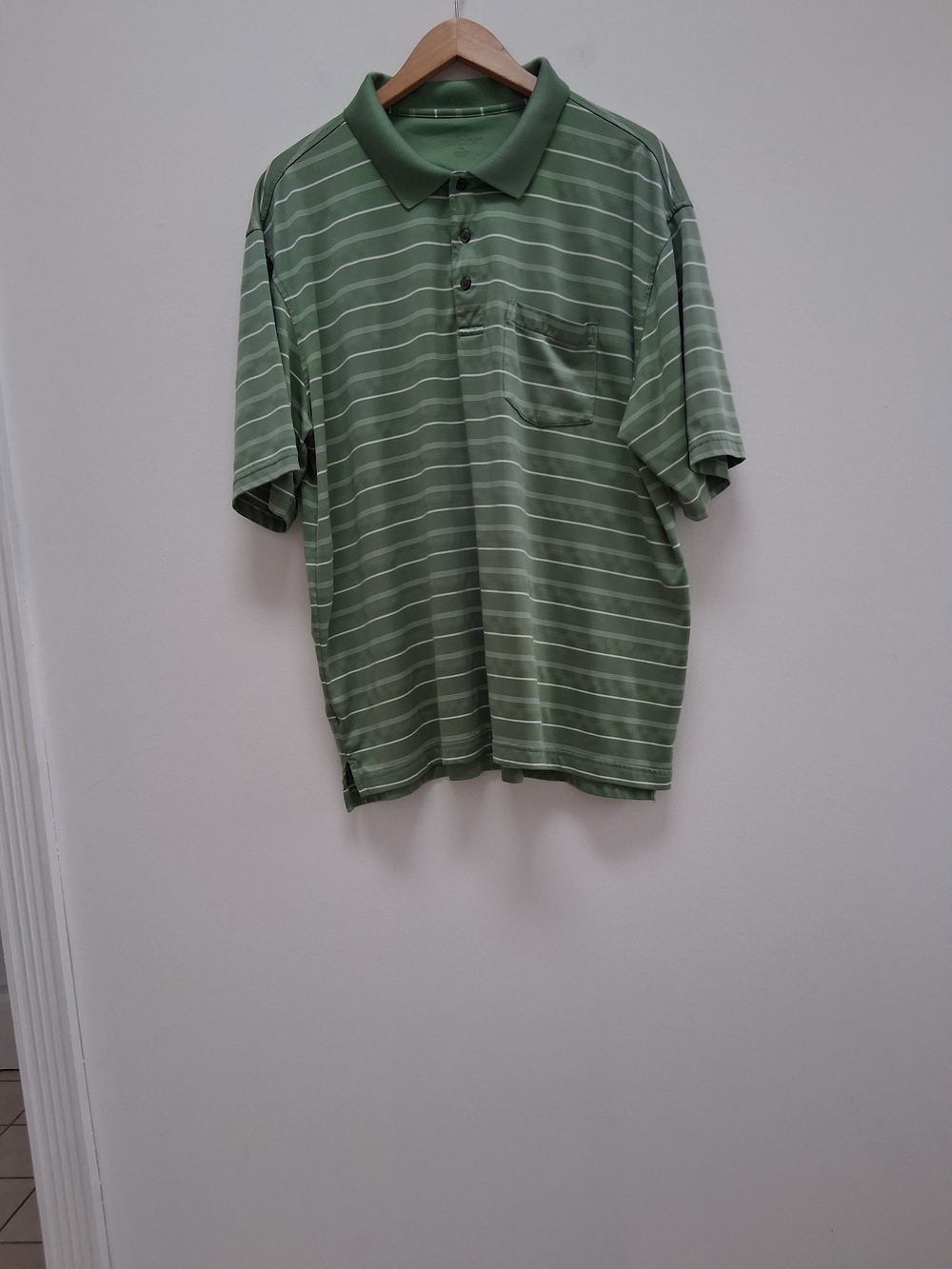 Golden Bear Performance Polo Shirt Mens Green And White Stripe Size XXL